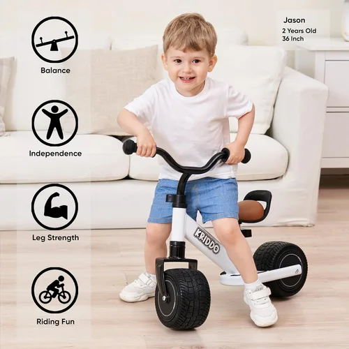 Vista 2 de KRIDDO Bicicleta de Equilibrio para Niños de 1-2 Años, Mini Crucero para el Primer Cumpleaños, Negro