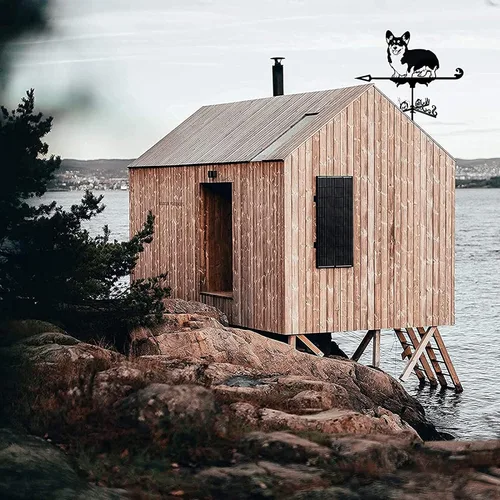 Vista 7 de Veleta para techo creativo Corgi Dog Weather Vanes para jardines al aire libre, arte de hierro negro, veleta meteorológica para casas, patio, césped