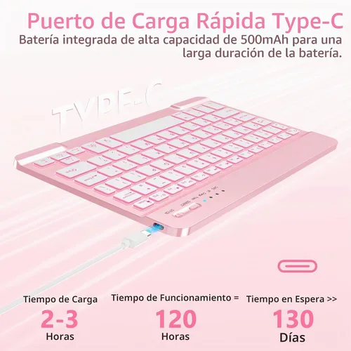 Vista 6 de FUWANG Funda para iPad de 9ª/8ª/7ª generación con teclado de 10,2 pulgadas Rosa