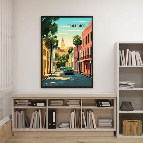 Vista 7 de Turnip Designs 8X10 sin marco Charleston Carolina del Sur Retro Ciudad Urbano Paisaje Arte Impresión Póster Ilustración Decoración del Hogar RC005