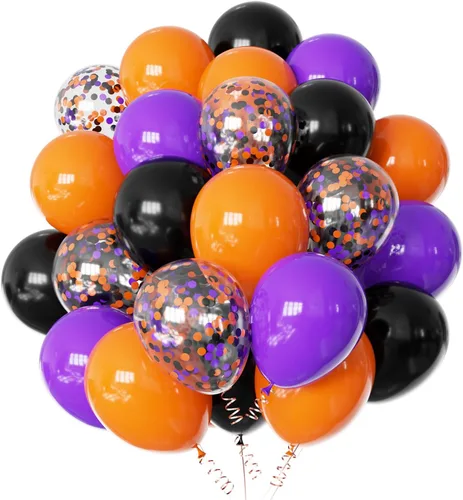Vista 9 de 60 globos de 12 pulgadas, decoraciones de Halloween, globos de látex, juguetes inflables, globos, negro, naranja, verde