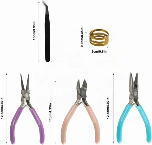 Vista 2 de 3 Pcs Jewelry Pliers Set Needle Nose Round Nose Wire Cutter