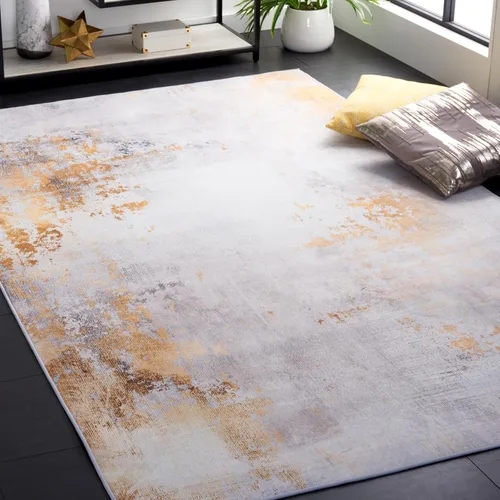 Vista 8 de SAFAVIEH Tacoma Collection - Alfombra de área de 2 pies 6 pulgadas x 6 pies, gris y dorado, antideslizante y fácil de limpiar, ideal para sala
