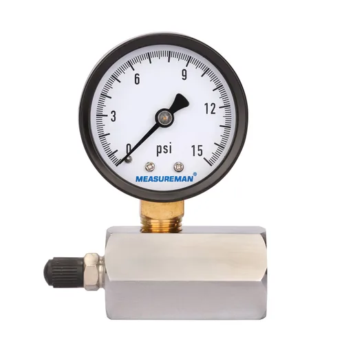 Vista 13 de MEASUREMAN 2" Ensamblaje de medidor de presión de gas de latón forjado, conexión FNPT de 3/4", 0-30psi, precisión +/-3-2-3%