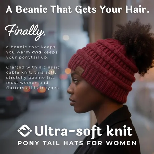 Vista 131 de Funky Junque - Gorro para mujer con ranura para cola de caballo