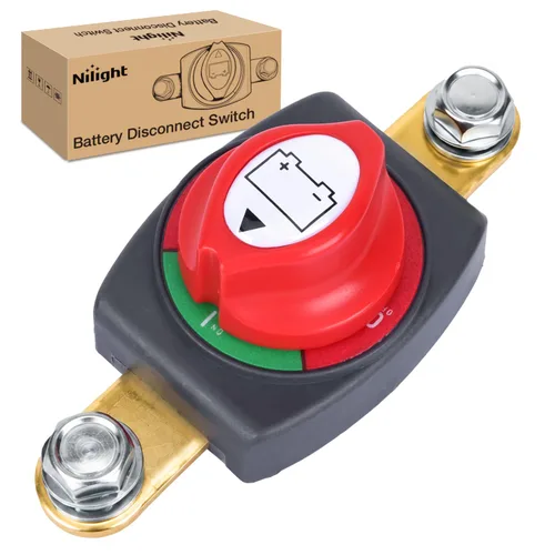 Vista 34 de Nilight Battery Disconnect Switch with Waterproof Key and Cover 12V 24V On Off Battery Master Isolator Cut Off Power Kill Switch for Car Marine Boat