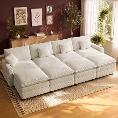 Vista 32 de Cloud Couch Sectional, L Shaped Modular Sofa with Movable Ottoman Negro