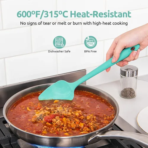 Vista 3 de U-Taste Espátulas de silicona resistentes al calor de 600ºF: Raspador de horneado de silicona flexible de grado alimentario, utensilios de cocina