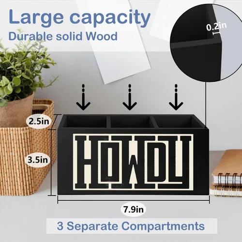 Vista 2 de SNNDER Soporte para bolígrafo de decoración de oficina occidental para escritorio, regalos occidentales para mujeres y hombres, organizador de Howdy