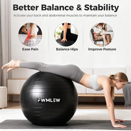 Vista 6 de Pelota de ejercicio extragruesa para yoga, 5 tamaños, antiestallido, resistente, pelota de estabilidad para gimnasio, para fitness, entrenamiento