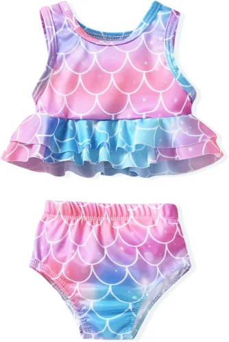 Vista 8 de Aalizzwell Traje de Baño para Niña Pequeña de Dos Piezas Traje de Baño Bikini para Playa Bandera americana B
