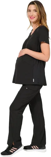Vista 4 de Evolution Scrubs Top de maternidad con cuello en V elástico en 4 direcciones para mujer