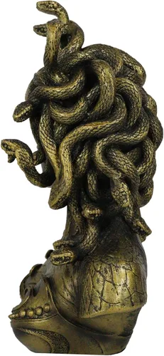 Vista 5 de Ebros Gift Mitología griega Hermanas Gorgona Diosa Medusa con Serpientes Salvajes Pelo y Escamas Blindadas Estatua de busto de piel de 10 pulgadas