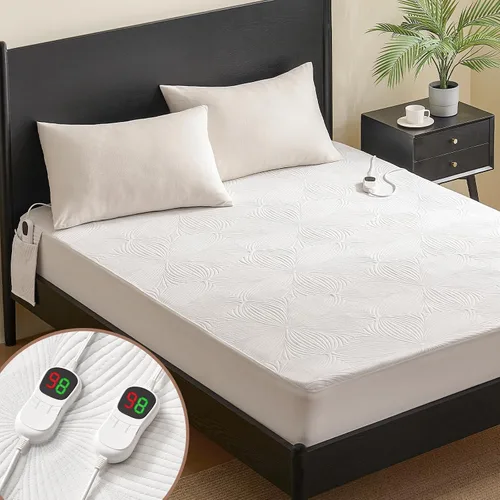 Vista 9 de Homemate - Funda calefactable para colchón tamaño individual para durmientes fríos, almohadilla de colchón eléctrica de forro polar coral con 4