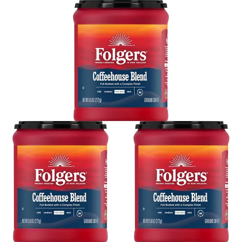 Vista 17 de Café molido Folgers Coffeehouse Blend, tostado medio-oscuro, 9.6 onzas