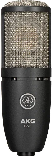 Vista 3 de AKG Project Studio P220 - Micrófono de condensador de diafragma grande con filtro pop y cable XLR a XLR