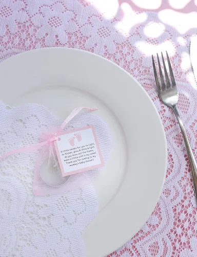 Vista 6 de Juego de 50 velas de té para recuerdos de fiesta de baby shower, recuerdos de bautizo para invitados, recuerdos de revelación de género de niña, Rosa