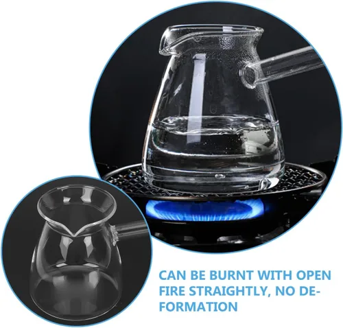 Vista 9 de Hemoton Cafetera turca de vidrio de borosilicato de 14.25 onzas, cafetera para estufa con asa, calentador de leche, chocolate caliente o mantequilla