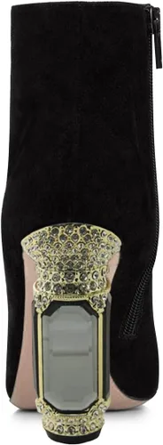 Vista 107 de FSJ Botas de tacón alto con punta puntiaguda para mujer, con tacón alto, con cremallera lateral brillante, estilo casual, para uso diario, zapatos