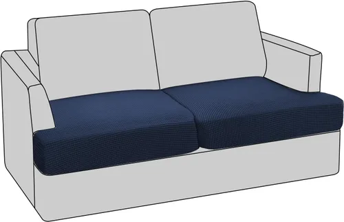 Vista 24 de PrinceDeco Funda elástica para sofá biplaza con cojín en forma de T para sofá de 2 cojines, funda de asiento con parte inferior elástica, apta
