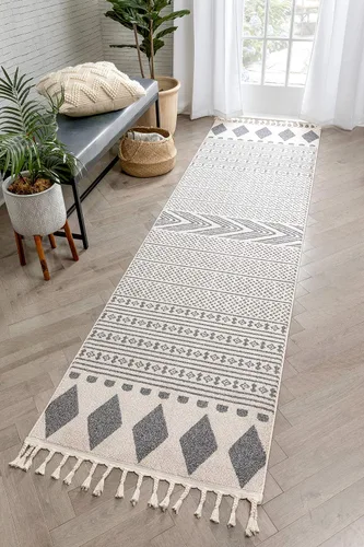 Vista 10 de Well Woven Alfombra de enrejado marroquí, color azul claro