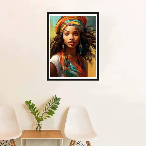 Vista 4 de SKRYUIE Kits de pintura de diamantes para mujer africana 5D, kits de arte de diamantes para adultos afroamericanos, taladro redondo completo, punto