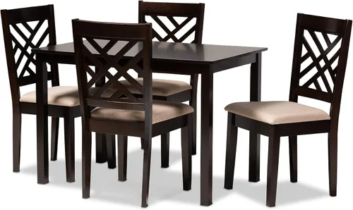 Vista 10 de Baxton Studio Caron - Juego de sillas de comedor (2 piezas, madera con acabado marrón oscuro de transición)