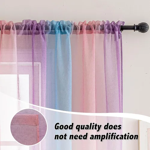 Vista 3 de Anytime Paneles de Cortinas Transparentes Arcoíris para Sala de Estar Elegantes Juegos de Tratamiento de Ventanas Translúcidas Filtrantes de Luz