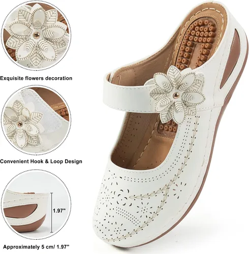 Vista 13 de Alicegana Sandalias elegantes de verano para mujer, con puntera cerrada, estilo casual, sin cordones, con gancho ajustable