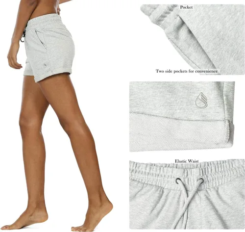 Vista 6 de icyzone - Pantalones cortos de deporte para mujer, de algodón - Pantalones cortos deportivos de algodón para correr, atléticos