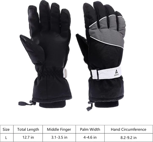 Vista 6 de SINDALU Large Waterproof Insulated Ski Gloves Men Women, 200 g Thicken Filler Thermal Winter Gloves, Touch Screen Gloves, Breathable Warm Snowmobile