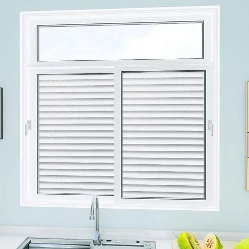 Vista 7 de Película para ventana con patrón de persianas, película de privacidad esmerilada para ventana, calcomanías decorativas de vinilo para ventana