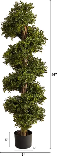 Vista 2 de Nearly Natural Árbol topiario en espiral de boj artificial de 46 pulgadas