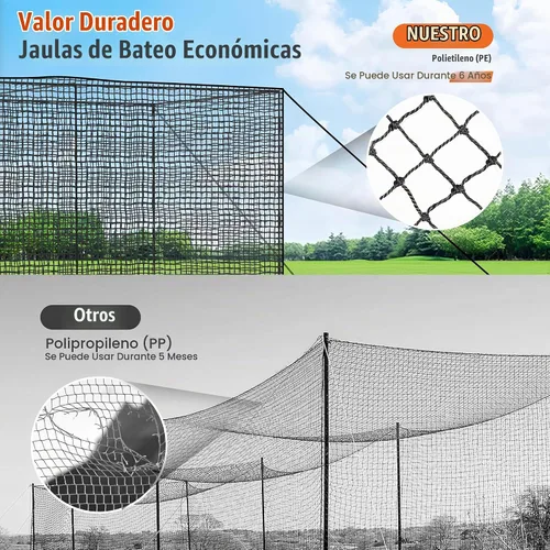 Vista 3 de RIIFRILY Baseball Batting Cage Nets, #30/#45 NET ONLY, 20'L/ 35'L/55'L/70'L
