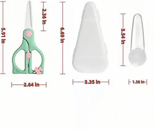 Vista 2 de Tijeras de comida para bebés, tijeras de cocina de cerámica seguras para niños pequeños con bloqueo de seguridad y estuche de viaje, las mejores