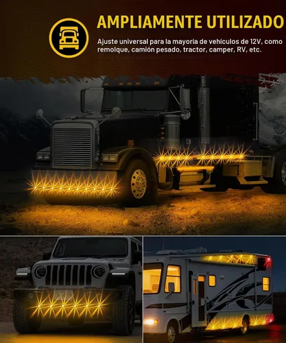 Vista 7 de Partsam 10Pcs Mini Amber Watermelon Lights, 3/4 Inch 6 LED Super Bright Side Marker Clearance Tail Griller Lights for 12V Trailer Truck RV Waterproof