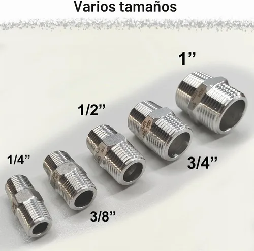 Vista 9 de 1" Tetina macho hexagonal, accesorios de tubería de acero inoxidable 304, adaptador de tubería roscada NPT de 1 pulgada, conectores de tetinas