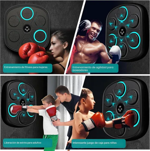 Vista 7 de OurStarry Modelo Nuevo 2025 Máquina de Boxeo Inteligente con Música para Adultos y Niños, Máquina de Entrenamiento con LED Montada en Pared, Equipo