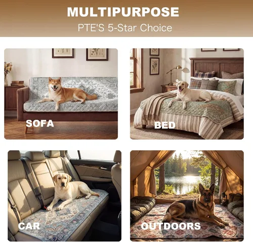 Vista 3 de Funda reversible para cama de perro con forro impermeable, funda deslizable resistente al agua, protector de muebles y manta para mascotas, funda