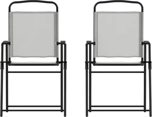 Vista 16 de Flash Furniture Mystic - Sillas plegables para patio, sillas de césped de textileno para exteriores con reposabrazos, juego de 2, color negro