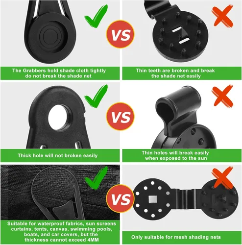 Vista 3 de Clips de sombra resistentes, 20 piezas con bolsa de almacenamiento, clips para sombra solar y abrazaderas para redes antipájaros, accesorios de red