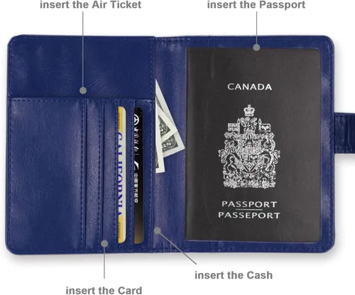 Vista 18 de Kandouren - Funda para pasaporte con bloqueo RFID, cartera para pasaporte para hombres y mujeres, el mejor regalo para viajeros, tarjetas de crédito