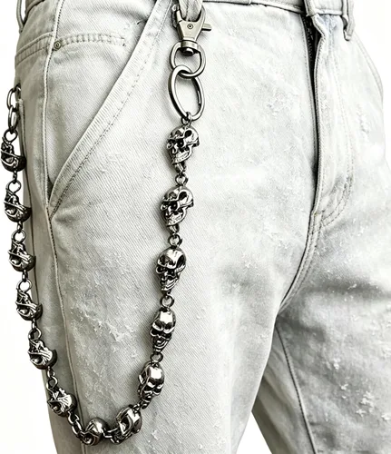 Vista 7 de PINKPIN Skull Wallet Chain Pants Chain, Gothic Punk Jeans Chain, Heavy Duty Biker Waist Chain, Unisex Edgy Streetwear Chain Bronce