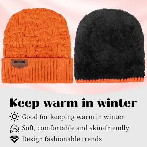Vista 43 de Loritta Gorro de invierno cálido de punto grueso y holgado para hombre