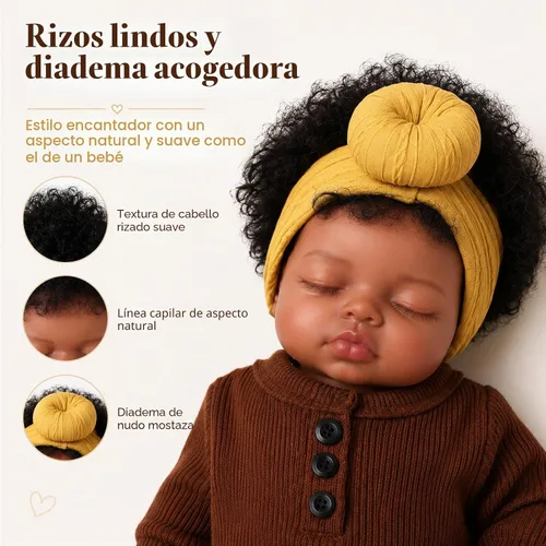 Vista 3 de BABESIDE Muñecas negras Reborn de 17 pulgadas, cuerpo suave
