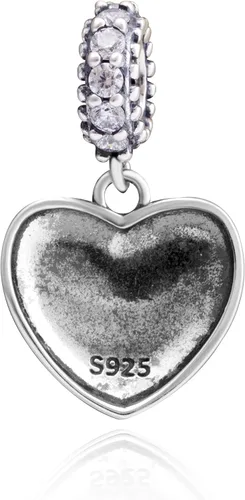 Vista 3 de Abalorio de plata de ley 925 con diseño de bandera estadounidense y corazón para pulsera europea