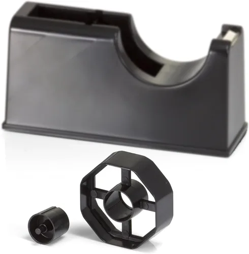 Vista 4 de Officemate Dispensador de cinta resistente 2 en 1 con núcleo de 1 pulgada y 3 pulgadas, negro (96699)