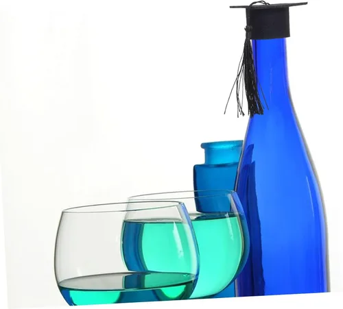 Vista 4 de 20 piezas de mini sombrero de doctor accesorios para fotos de graduación, sombreros de doctorado, decoración de tapa de botella de graduación
