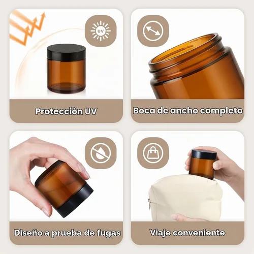 Vista 4 de Tarros de vidrio de 4 onzas con tapas, paquete de 4 tarros pequeños