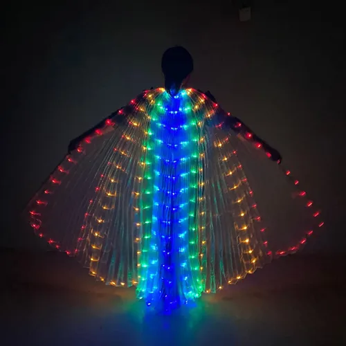 Vista 4 de TOPINCN Alas de mariposa iluminadas LED de ISIS, alas luminosas de danza del vientre, disfraces para actuaciones escénicas, fiestas (de colores)